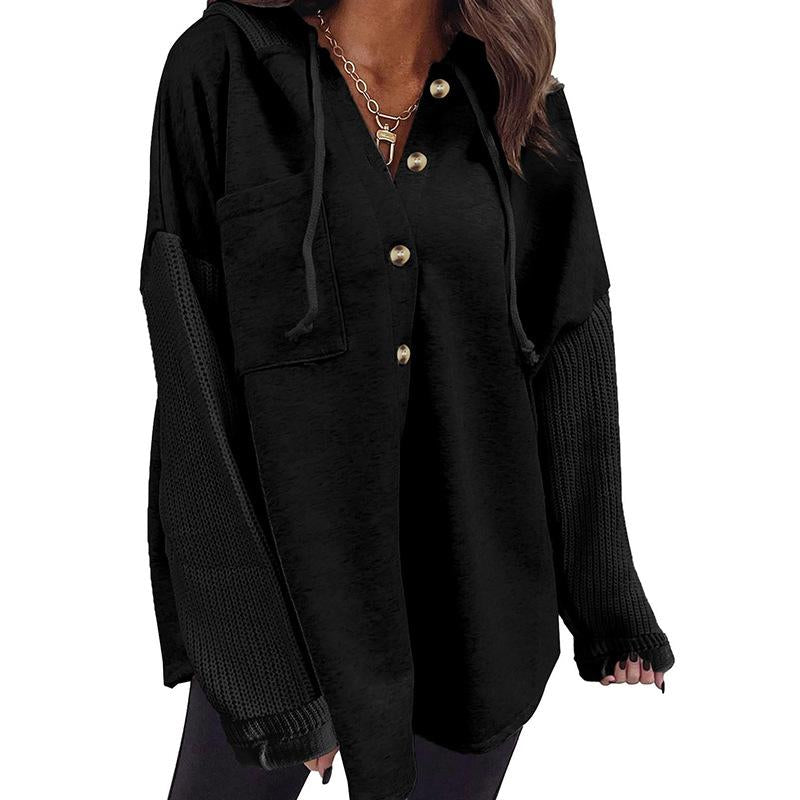 Oversized Sweatshirt for Women Loose Fit Casual Long Sleeve Button Hooded Sweatshirts Hoodies with Pocket