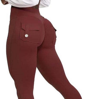 High-Waist Scrunch Leggings with Pockets for Enhanced Butt Lift