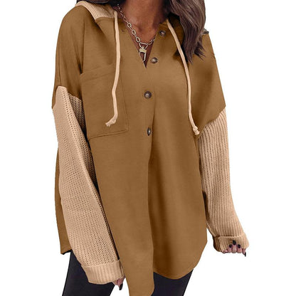 Oversized Sweatshirt for Women Loose Fit Casual Long Sleeve Button Hooded Sweatshirts Hoodies with Pocket