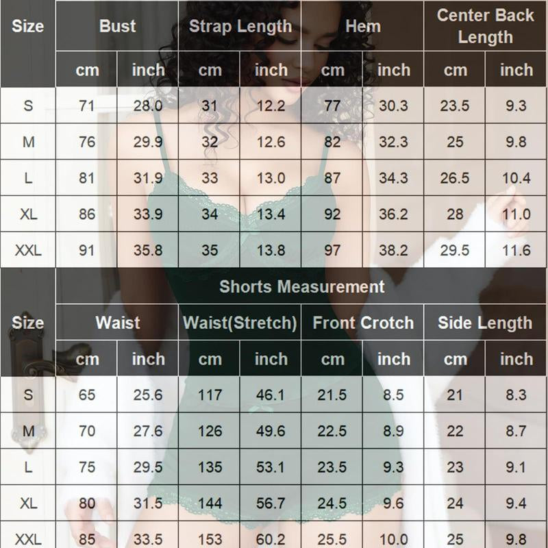 Avidlove Women's V-Neck Lace Trim Cami Pajama Set with Side Slit, Sleepwear, Sizes S-XXL