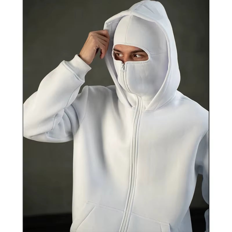 Y2K Gothic Double Hooded Balaclava Sweatshirt - Unisex Autumn/Winter Sportswear