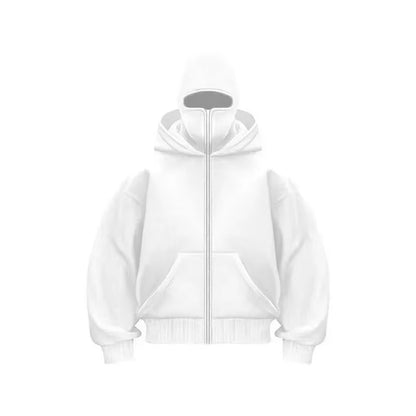 Y2K Gothic Double Hooded Balaclava Sweatshirt - Unisex Autumn/Winter Sportswear