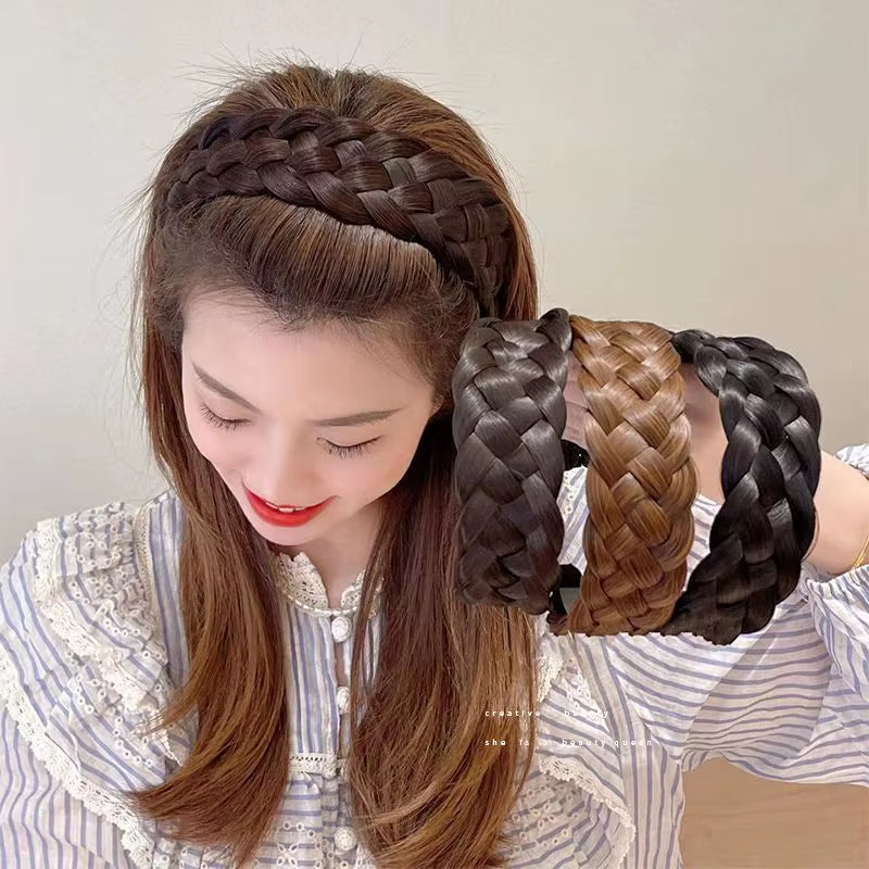 Stylish Five-Strand Braided Wide-Brimmed Headband for Women - Trendy Hair Accessories