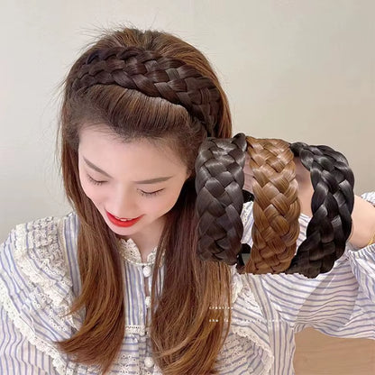 Stylish Five-Strand Braided Wide-Brimmed Headband for Women - Trendy Hair Accessories