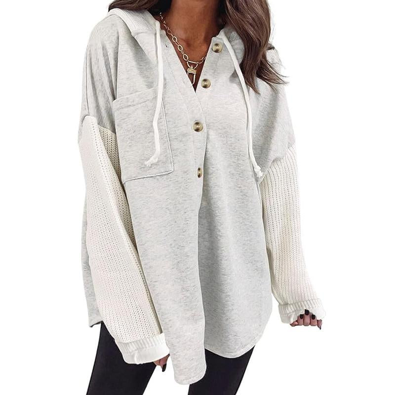 Oversized Sweatshirt for Women Loose Fit Casual Long Sleeve Button Hooded Sweatshirts Hoodies with Pocket