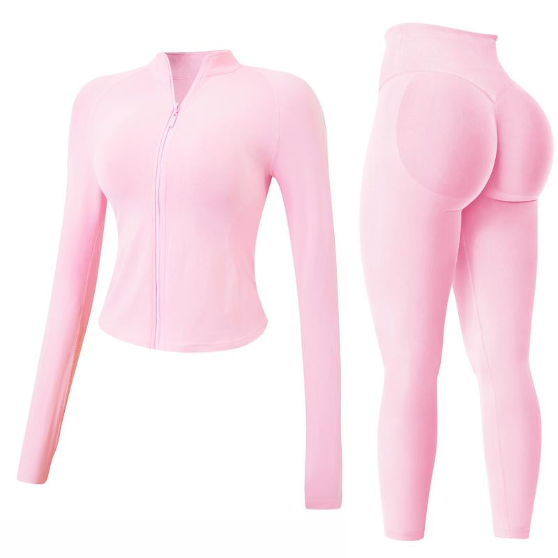 Jetjoy 2 Piece Workout Sets for Women, Long or Short Sleeve T Shirt Tank Top + Workout Shorts Butt Lifting Gym Seamless Booty Biker Shorts, Going Out Gym Sets Fitness Clothes Skinny Sportswear Compression Activewear Gymwear Fitness Clothes Mesh Athleisure