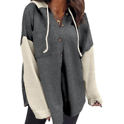 Oversized Sweatshirt for Women Loose Fit Casual Long Sleeve Button Hooded Sweatshirts Hoodies with Pocket