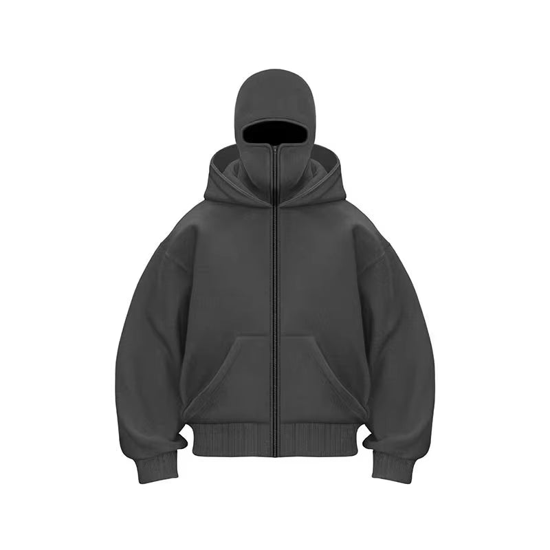 Y2K Gothic Double Hooded Balaclava Sweatshirt - Unisex Autumn/Winter Sportswear