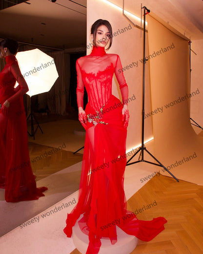 Embroidered Red Gown