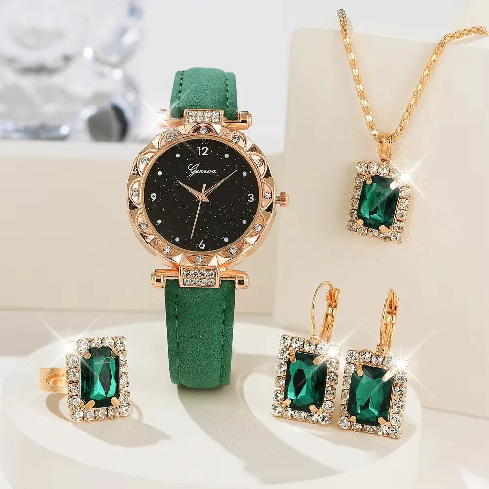 Rhinestone Watch Set - 5 Pieces
