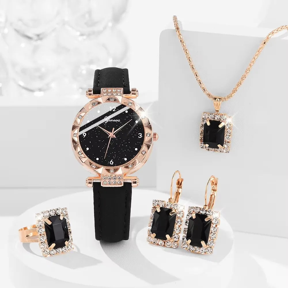 Rhinestone Watch Set - 5 Pieces