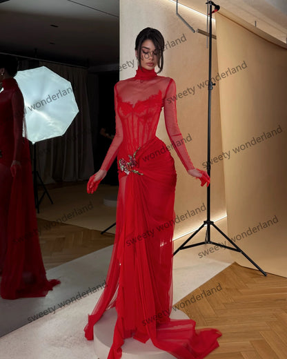 Embroidered Red Gown