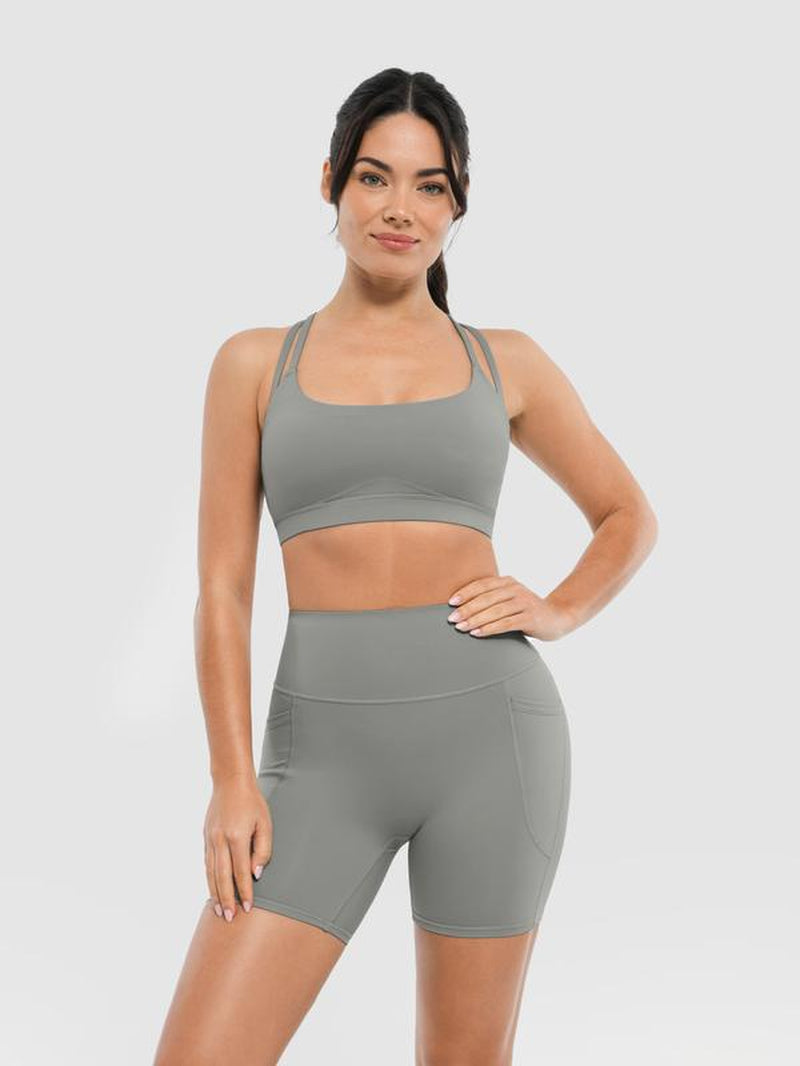 BRXL Strappy Sports Bras for Women High Support Criss-Cross Back Padded with Removable Cups Yoga Workout Activewear UPF 50+ Sun Protection-Love