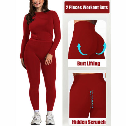 Jetjoy 2 Piece Workout Sets for Women, Long or Short Sleeve T Shirt Tank Top + Workout Shorts Butt Lifting Gym Seamless Booty Biker Shorts, Going Out Gym Sets Fitness Clothes Skinny Sportswear Compression Activewear Gymwear Fitness Clothes Mesh Athleisure