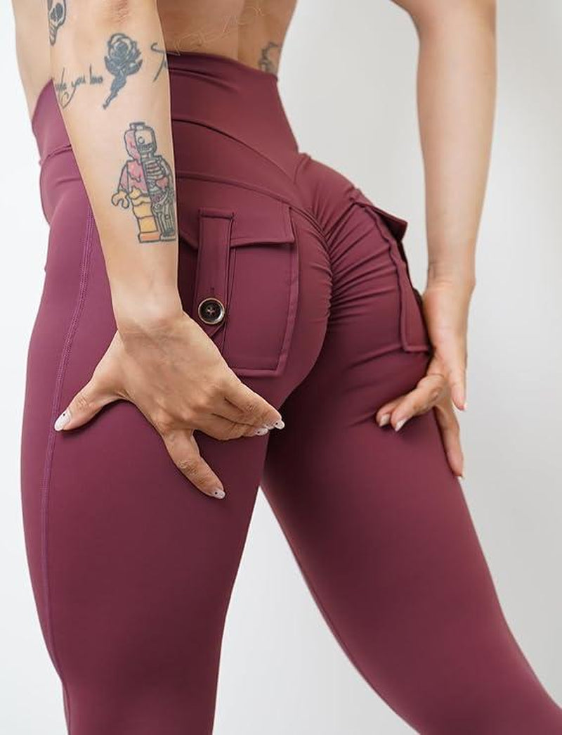 High-Waist Scrunch Leggings with Pockets for Enhanced Butt Lift
