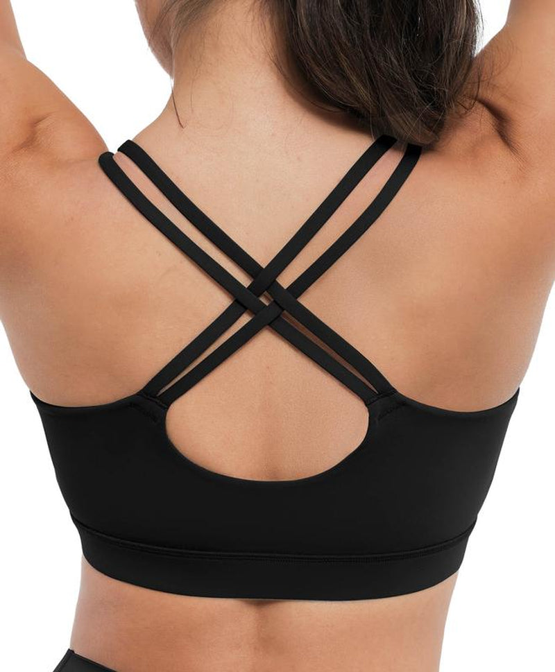 BRXL Strappy Sports Bras for Women High Support Criss-Cross Back Padded with Removable Cups Yoga Workout Activewear UPF 50+ Sun Protection-Love