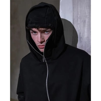 Y2K Gothic Double Hooded Balaclava Sweatshirt - Unisex Autumn/Winter Sportswear