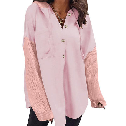 Oversized Sweatshirt for Women Loose Fit Casual Long Sleeve Button Hooded Sweatshirts Hoodies with Pocket