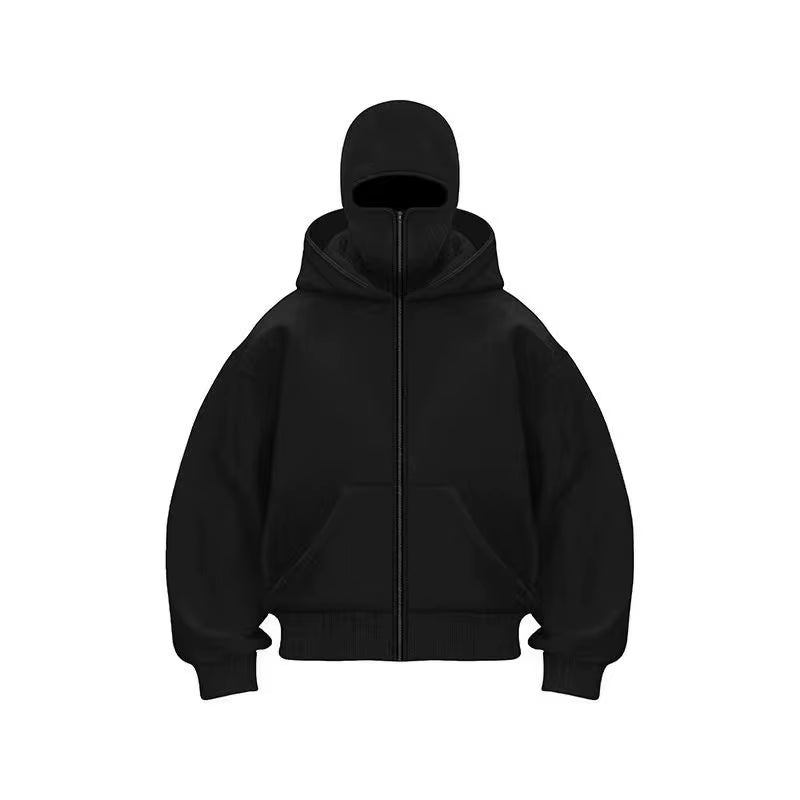 Y2K Gothic Double Hooded Balaclava Sweatshirt - Unisex Autumn/Winter Sportswear