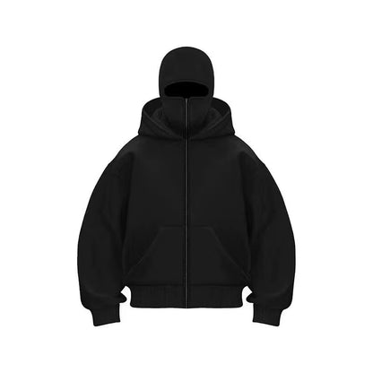 Y2K Gothic Double Hooded Balaclava Sweatshirt - Unisex Autumn/Winter Sportswear