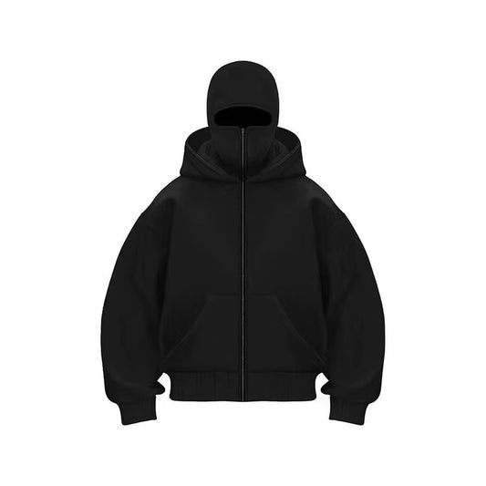 Y2K Gothic Double Hooded Balaclava Sweatshirt - Unisex Autumn/Winter Sportswear