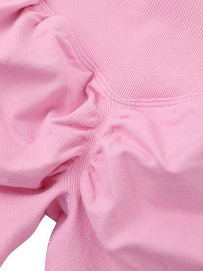 Jetjoy 2 Piece Workout Sets for Women, Long or Short Sleeve T Shirt Tank Top + Workout Shorts Butt Lifting Gym Seamless Booty Biker Shorts, Going Out Gym Sets Fitness Clothes Skinny Sportswear Compression Activewear Gymwear Fitness Clothes Mesh Athleisure